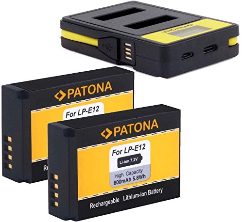 PATONA LP-E12 Akku Pack mit Ladegerät 141652 (voll Integriertes USB Kabel) - Kompatibel mit Canon EOS 100D M M10 M50 M100 M200 - PowerShot SX70 HS von Baxxtar