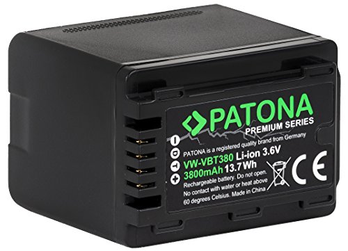 PATONA Premium Akku VW-VBT380-E (echte 3800mAh) mit Infochip - Kompatibel mit Panasonic HC VXF11 VXF999 VX11 VX878 VX989 V160 V180 V270 V380 V550 V550CT V757 V727 V777 V808 W570 W580 WX979 von Baxxtar