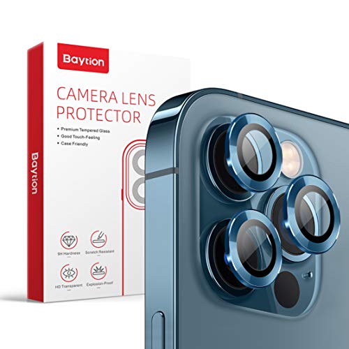 Baytion [3 Stücke Kamera Schutzfolie mit iPhone 12 Pro 6.1"，Aluminiumlegierung 360 Grad Linsenschutz [Anti-Kratzen] [Fall-freundlich], Pazifikblau von Baytion