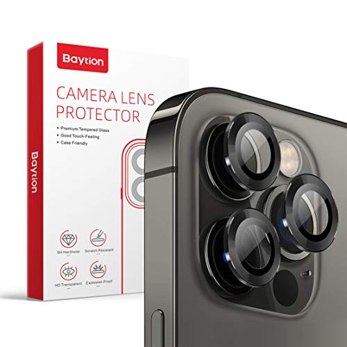 Baytion [3 Stücke] Kameraschutz für iPhone 12 Pro 6.1"，Aluminiumlegierung 360 Grad Linsenschutz [Anti-Kratzen] [Fall-freundlich], Graphit von Baytion