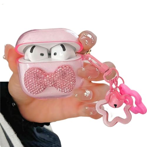 Niedliche Hülle, kompatibel mit Airpods 4, Kawaii-3D-Schleife mit Stern, Schlüsselanhänger für Damen und Mädchen, weiche TPU-Kopfhörerhülle, Silikon, stoßfest, Schutzhülle für Airpods 4. Generation Niedliche Hülle, kompatibel mit Airpods 4, Kawaii-3D-Schleife mit Stern, Schlüsselanhänger für Damen und Mädchen, weiche TPU-Kopfhörerhülle, Silikon, stoßfest, Schutzhülle für Airpods 4. Generation von BayuCagou