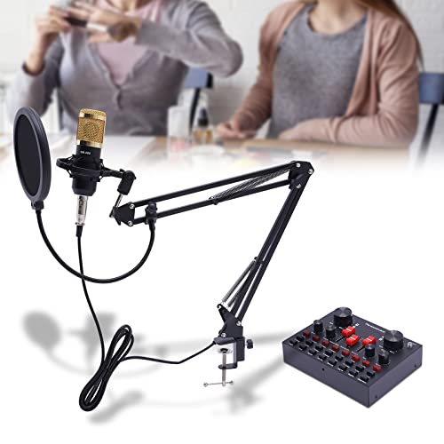 Audio Mixer Kondensatormikrofon Kit Gaming Mikrofon Mit VBS Soundkarte Und Kragarmhalterung USB Microphone Für Live-Streaming, Gesang,Gamer von Bazargame