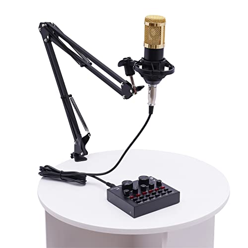 Bazargame Kondensatormikrofon Mikrofon Set V8 Live Soundkarte Audio Mixer Voice Changer Mit Mikrofonaufhängung Metallstoßhalterung USB Microphone Für Live-Streaming von Bazargame