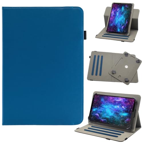 Bbjjkkz Universal-Tablet-Hülle, 20,3 cm (8 Zoll), 7 Zoll Android-Tablet-Hülle, 360 Grad drehbar, Multi-Winkel-Betrachtungsständer, PU-Lederhülle, für 7-8,5 Zoll Tablet, Blau von Bbjjkkz