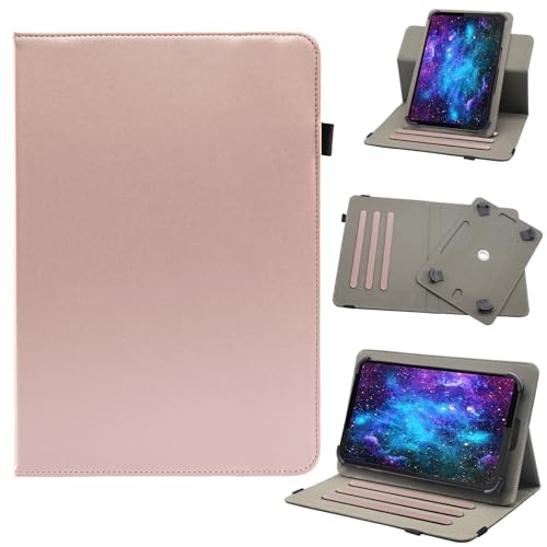 Bbjjkkz Universal-Tablet-Hülle, 20,3 cm (8 Zoll), 7 Zoll Android-Tablet-Hülle, 360 Grad drehbar, Multi-Winkel-Betrachtungsständer, PU-Lederhülle, für 7-8,5 Zoll Tablet, Roségold von Bbjjkkz