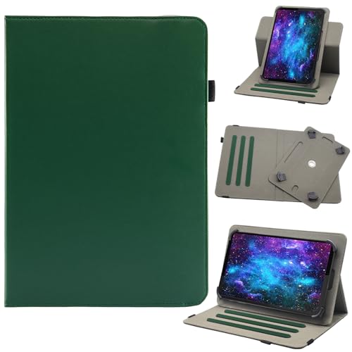 Bbjjkkz Universal-Tablet-Hülle, 20,3 cm (8 Zoll), 7 Zoll Android-Tablet-Hülle, 360 Grad drehbar, Multi-Winkel-Betrachtungsständer, PU-Lederhülle, für 7-8,5 Zoll Tablet, Schwarzgrün von Bbjjkkz