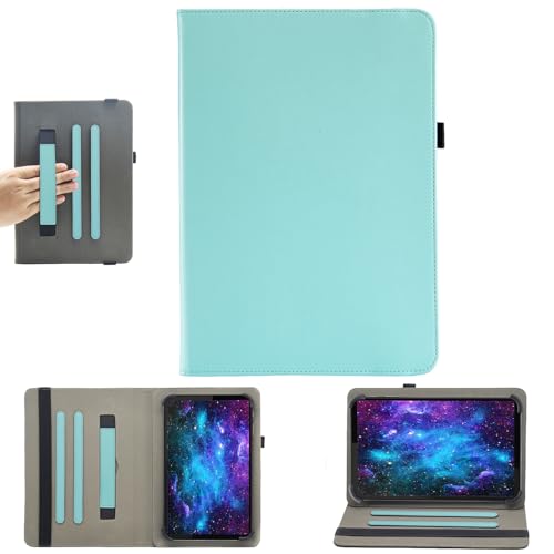 Bbjjkkz Universal-Tablet-Hülle, 20,3 cm (8 Zoll), 7 Zoll Android-Tablet-Hülle, Multi-Winkel-Betrachtungsständer, PU-Lederhülle, mit Handschlaufe, für 17,8-21,6 cm Tablet, Minze von Bbjjkkz