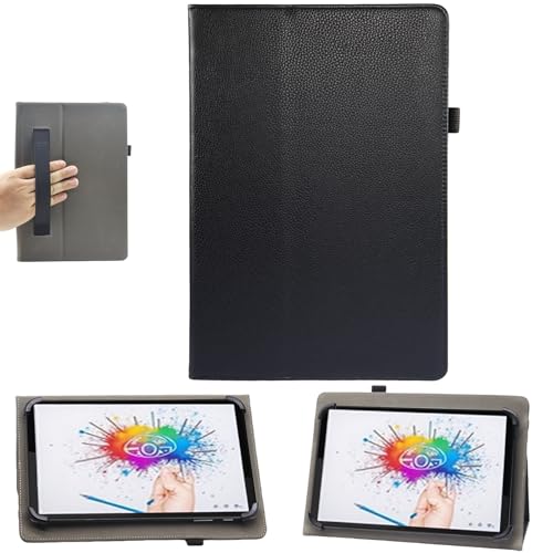 Bbjjkkz Universal-Tablet-Hülle, 20,3 cm (8 Zoll) Android-Tablet-Hülle, 17,8 cm (7 Zoll) Tablet, PU-Leder, schmal, klappbar, Standfunktion, Folio-Hülle mit Handschlaufe für 7-8,5 Zoll Tablet, Schwarz von Bbjjkkz