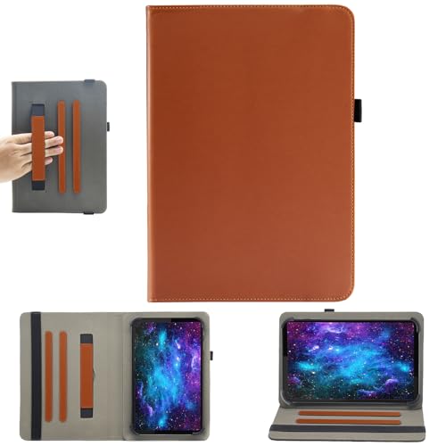 Universelle 8-Zoll-Tablet-Hülle, 17,8 cm (7 Zoll) Android-Tablet-Hülle, Bbjjkkz Multi-Winkel-Betrachtungsständer PU-Lederhülle mit Handschlaufe für 17,8-21,6 cm Tablet, Braun von Bbjjkkz