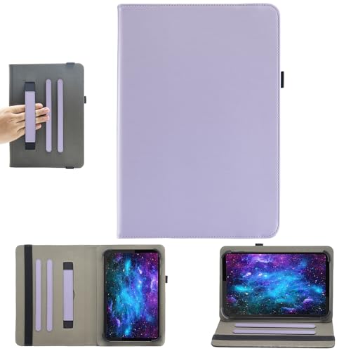 Universelle 8-Zoll-Tablet-Hülle, 17,8 cm (7 Zoll) Android-Tablet-Hülle, Bbjjkkz Multi-Winkel-Betrachtungsständer PU-Lederhülle mit Handschlaufe für 17,8-21,6 cm Tablet, Lila von Bbjjkkz