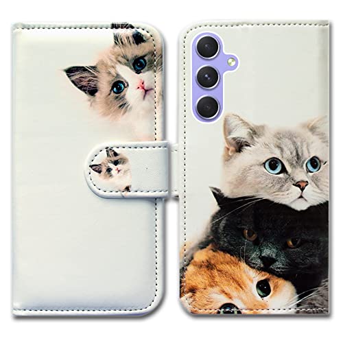 Bcov Schutzhülle für Galaxy A54, niedliche braune Katze, Leder, Flip-Handyhülle mit Kartenschlitz, Ständer, für Samsung Galaxy A54 5G von Bcov