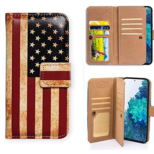 BCOV Galaxy S20 FE 5G Wallet Case, Retro American Flag Multifunction Leather Phone Case Flip Cover with Multi Card Slots Pocket Wrist Strap for Samsung Galaxy S20 FE 5G / S20 Fan Edition von Bcov