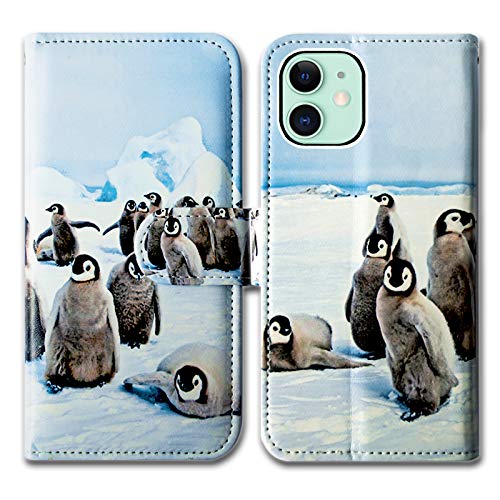 BCOV Schutzhülle für iPhone 13, iPhone 13 Pro, niedlicher Spielpinguin, Leder, Flip-Case mit Kartenschlitz, Ständer für iPhone 13/iPhone 13 Pro von Bcov