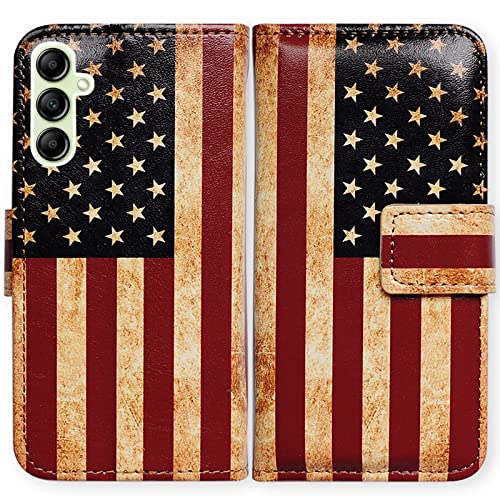 Bcov Galaxy A14 5G Hülle, Retro Amerikanische Flagge Leder Flip Handyhülle Brieftasche Cover mit Kartenfach Halter Kickstand für Samsung Galaxy A14 5G Bcov Galaxy A14 5G Hülle, Retro Amerikanische Flagge Leder Flip Handyhülle Brieftasche Cover mit Kartenfach Halter Kickstand für Samsung Galaxy A14 5G von Bcov