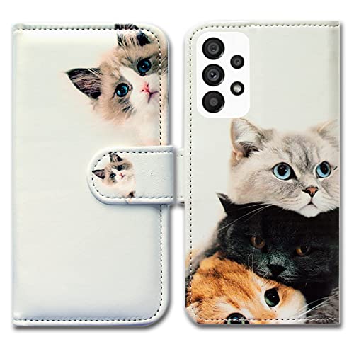 Bcov Galaxy A53 Hülle, niedliche braune Katze Leder Flip Handyhülle Brieftasche Cover mit Kartenfach Halter Kickstand für Samsung Galaxy A53 5G von Bcov