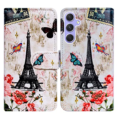 Bcov Galaxy A54 Hülle, Paris Turm Schmetterling Leder Flip Phone Case Wallet Cover mit Kartensteckplatz Halter Kickstand für Samsung Galaxy A54 5G Bcov Galaxy A54 Hülle, Paris Turm Schmetterling Leder Flip Phone Case Wallet Cover mit Kartensteckplatz Halter Kickstand für Samsung Galaxy A54 5G von Bcov