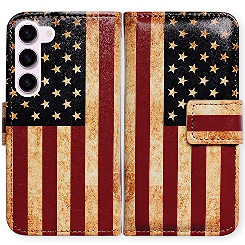 Bcov Galaxy S23 Kartenfach Hülle, Retro Amerikanische Flagge Leder Flip Handyhülle Brieftasche Cover mit Halter Kickstand für Samsung Galaxy S23 Bcov Galaxy S23 Kartenfach Hülle, Retro Amerikanische Flagge Leder Flip Handyhülle Brieftasche Cover mit Halter Kickstand für Samsung Galaxy S23 von Bcov