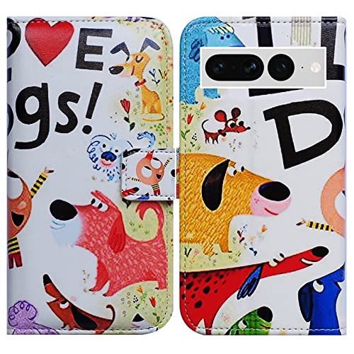 Bcov Schutzhülle für Pixel 7 Pro, bunt, niedliche Hunde, Leder, Klapphülle mit Kartenschlitzen, Ständer für Google Pixel 7 Pro Bcov Schutzhülle für Pixel 7 Pro, bunt, niedliche Hunde, Leder, Klapphülle mit Kartenschlitzen, Ständer für Google Pixel 7 Pro von Bcov