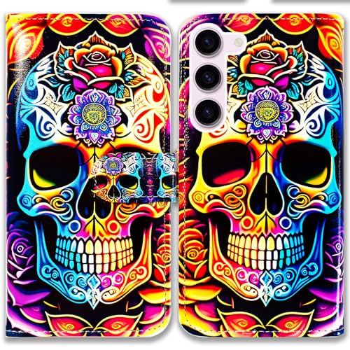 Bcov Schutzhülle für Galaxy S23 FE, buntes Mandala-Totenkopf, Blumen, Leder, Klapp-Handyhülle, Brieftaschenhülle mit Kartenschlitzen, Ständer für Samsung Galaxy S23 FE Bcov Schutzhülle für Galaxy S23 FE, buntes Mandala-Totenkopf, Blumen, Leder, Klapp-Handyhülle, Brieftaschenhülle mit Kartenschlitzen, Ständer für Samsung Galaxy S23 FE von Bcov