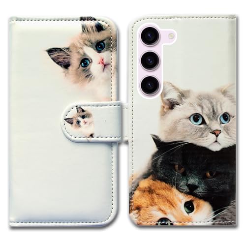 Bcov Schutzhülle für Galaxy S23 FE, niedliche braune Katze, Leder, Klapphülle mit Kartenschlitzen, Ständer für Samsung Galaxy S23 FE von Bcov