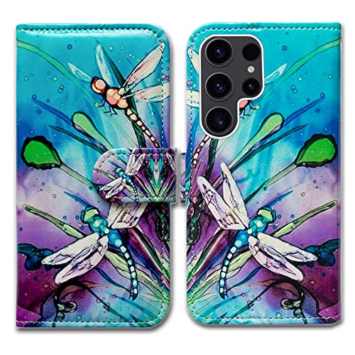 Bcov Schutzhülle für Galaxy S23 Ultra, niedliche Libellen-Leder-Klapphülle mit Kartenschlitzen, Ständer für Samsung Galaxy S23 Ultra Bcov Schutzhülle für Galaxy S23 Ultra, niedliche Libellen-Leder-Klapphülle mit Kartenschlitzen, Ständer für Samsung Galaxy S23 Ultra von Bcov
