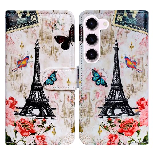 Bcov Schutzhülle für Galaxy S24, Motiv: Paris Turm, Schmetterling, Leder, Klappetui mit Kartenschlitzen, Ständer für Samsung Galaxy S24 Bcov Schutzhülle für Galaxy S24, Motiv: Paris Turm, Schmetterling, Leder, Klappetui mit Kartenschlitzen, Ständer für Samsung Galaxy S24 von Bcov