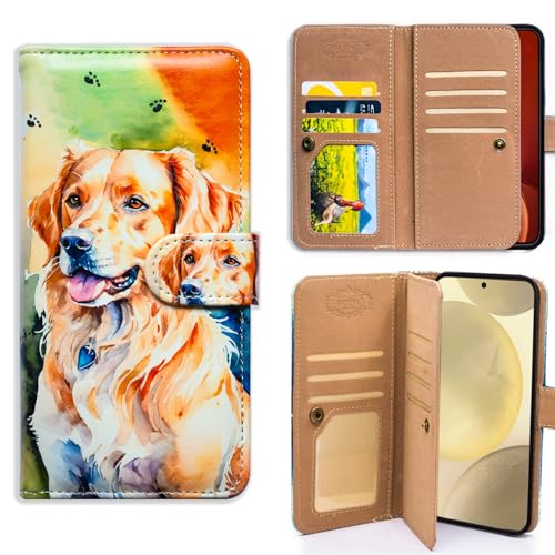 Bcov Schutzhülle für Galaxy S25 Edge, gelbe Hundepfotenabdrücke, Multifunktions-Lederhülle, Brieftaschen-Schutzhülle mit mehreren Kartenfächern, Handschlaufe, für Samsung Galaxy S25 Edge von Bcov