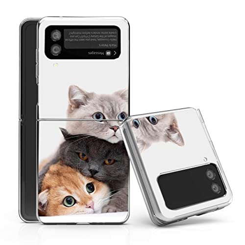 Bcov Schutzhülle für Galaxy Z Flip 4 5G, Braun, niedliche Katze, kratzfest, solide Hartschale, Schutzhülle für Samsung Galaxy Z Flip 4 5G von Bcov