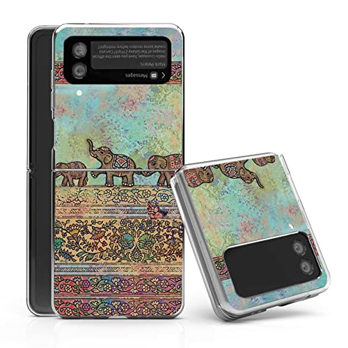 Bcov Schutzhülle für Galaxy Z Flip 4 5G, Tribal Elefanten-Muster, kratzfest, solide Hartschale, Schutzhülle für Samsung Galaxy Z Flip 4 5G von Bcov