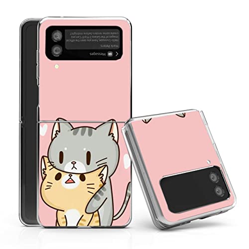 Bcov Schutzhülle für Galaxy Z Flip 4 5G, grüne Katze, gelbe Katze, kratzfest, solide Hartschale, Schutzhülle für Samsung Galaxy Z Flip 4 5G von Bcov