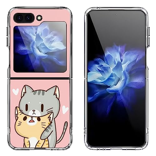 Bcov Schutzhülle für Samsung Galaxy Z Flip 5, grüne Katze, gelbe Katze, kratzfest, solide Hartschale, Schutzhülle für Samsung Galaxy Z Flip 5 von Bcov