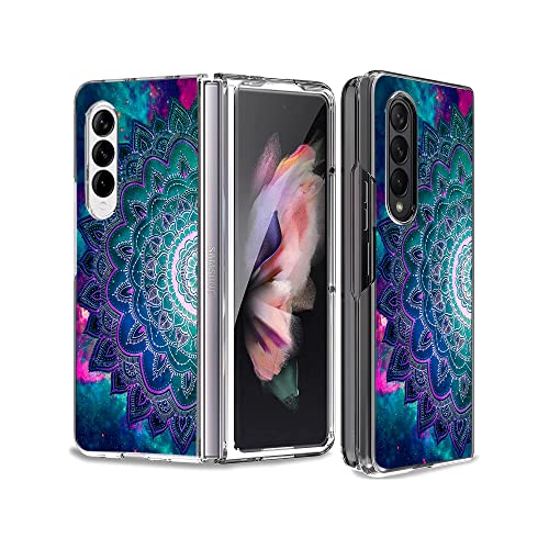 Bcov Schutzhülle für Galaxy Z Fold 4 5G, Mandala-Blumenweltraum, kratzfest, solide Hartschale, Schutzhülle für Samsung Galaxy Z Fold 4 5G von Bcov