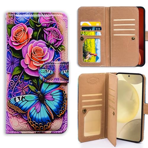Bcov Schutzhülle für Moto G Stylus 2025, Motiv: Schmetterling, Blumen, Rose, Multifunktions-Lederhülle, Brieftaschen-Schutzhülle mit mehreren Kartenfächern, Handschlaufe, für Motorola Moto G Stylus Bcov Schutzhülle für Moto G Stylus 2025, Motiv: Schmetterling, Blumen, Rose, Multifunktions-Lederhülle, Brieftaschen-Schutzhülle mit mehreren Kartenfächern, Handschlaufe, für Motorola Moto G Stylus von Bcov