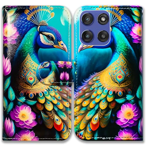 Bcov Schutzhülle für Moto G Stylus 2025, buntes Pfauen-Mandala-Blumen, Leder-Klapphülle mit Kartenschlitzen, Ständer, Schutzhülle für Motorola Moto G Stylus 2025 Bcov Schutzhülle für Moto G Stylus 2025, buntes Pfauen-Mandala-Blumen, Leder-Klapphülle mit Kartenschlitzen, Ständer, Schutzhülle für Motorola Moto G Stylus 2025 von Bcov