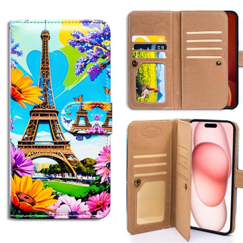 Bcov Schutzhülle für P16, Motiv: Eiffelturm, violette Blume, Schmetterling, Multifunktions-Lederhülle, Brieftaschen-Schutzhülle mit mehreren Kartenfächern, Handschlaufe, für Apple P16 Bcov Schutzhülle für P16, Motiv: Eiffelturm, violette Blume, Schmetterling, Multifunktions-Lederhülle, Brieftaschen-Schutzhülle mit mehreren Kartenfächern, Handschlaufe, für Apple P16 von Bcov