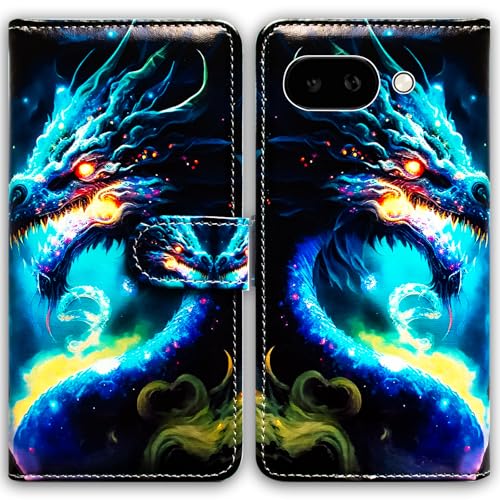Bcov Schutzhülle für Pixel 9a, Motiv: blauer Drache, Leder, Klapphülle mit Kartenschlitz, Ständer, Schutzhülle für Google Pixel 9a Bcov Schutzhülle für Pixel 9a, Motiv: blauer Drache, Leder, Klapphülle mit Kartenschlitz, Ständer, Schutzhülle für Google Pixel 9a von Bcov