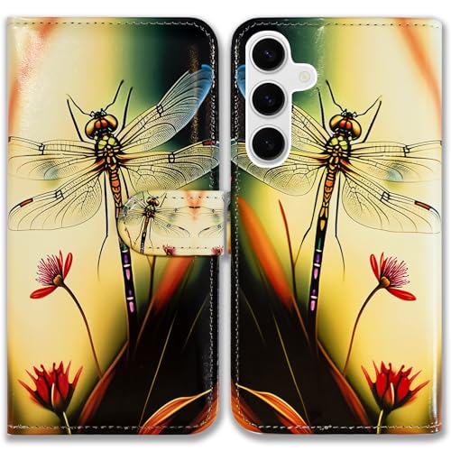 Bcov Schutzhülle für Samsung Galaxy A16 5G, buntes Libellen-Stil, Leder-Klapphülle mit Kartenschlitzen, Ständer, Schutzhülle für Samsung Galaxy A16 5G von Bcov