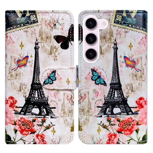 Bcov Schutzhülle für Samsung Galaxy S24 FE, Motiv: Pariser Turm, Schmetterling, Leder, Klappetui mit Kartenschlitzen, Ständer, Schutzhülle für Samsung Galaxy S24 FE Bcov Schutzhülle für Samsung Galaxy S24 FE, Motiv: Pariser Turm, Schmetterling, Leder, Klappetui mit Kartenschlitzen, Ständer, Schutzhülle für Samsung Galaxy S24 FE von Bcov