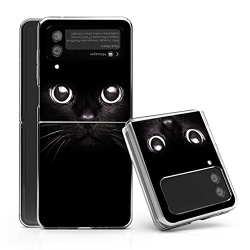 Bcov Schutzhülle für Samsung Galaxy Z Flip 3 5G, schwarze Katze, kratzfest, feste Hartschale, stoßfest, 103040078 von Bcov