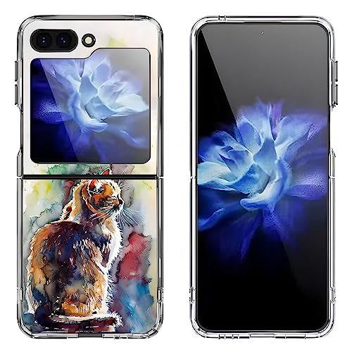 Bcov Schutzhülle für Samsung Galaxy Z Flip 5, niedliche Katzenmalerei, kratzfest, solide, stoßfeste Handyhülle für Samsung Galaxy Z Flip 5 von Bcov