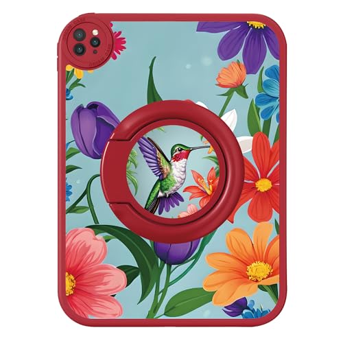 Bcov Schutzhülle für iPad (A16) 11. Generation 2025, Kolibri in bunten Blumen, um 360 Grad drehbarer Ständer, Fallschutz, stoßfeste Schutzhülle für iPad 10. Generation 27,7 cm (11 Zoll) 2022 von Bcov