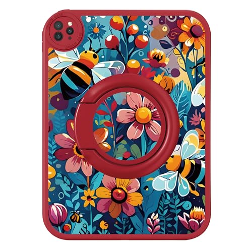 Bcov Schutzhülle für iPad (A16) 11. Generation 27,9 cm (11 Zoll) 2025, bunte Blumen, Biene, 360 Grad drehbarer Ständer, Fallschutz, stoßfest, Schutzhülle für iPad 10. Generation 27,7 cm (11 Zoll) 2022 von Bcov