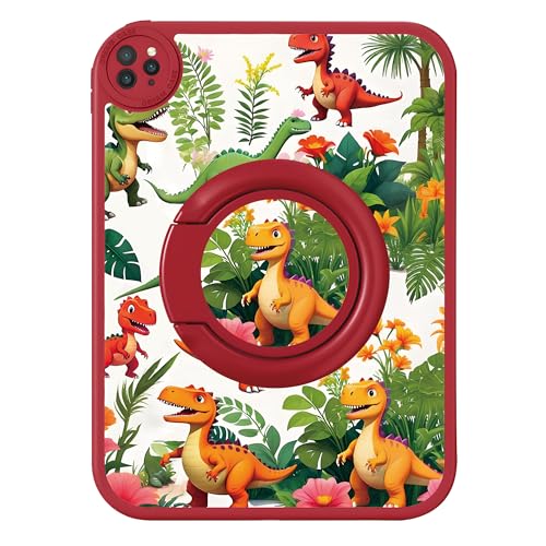 Bcov Schutzhülle für iPad (A16) 11. Generation 27,9 cm (11 Zoll) 2025, niedliche bunte Dinosaurier, um 360 Grad drehbarer Ständer, Fallschutz, stoßfeste Schutzhülle für iPad 10. Generation 27,7 cm (11 von Bcov