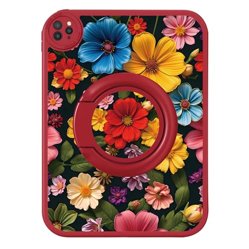 Bcov Schutzhülle für iPad (A16) 11. Generation 27,9 cm (11 Zoll) 2025, schönes Blumenmuster, um 360 Grad drehbarer Ständer, Fallschutz, stoßfest, Schutzhülle für iPad 10. Generation 27,7 cm (11 Zoll von Bcov