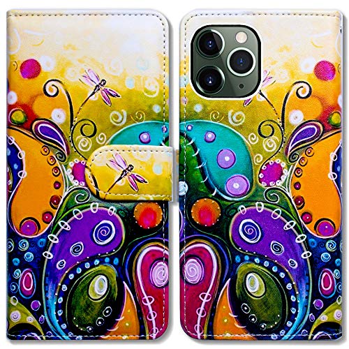 Bcov Schutzhülle für iPhone 11 Pro Max, bunte Libellen-Klapphülle aus Leder mit Kreditkartenfach, Ausweishalter, Ständer für iPhone 11 Pro Max Bcov Schutzhülle für iPhone 11 Pro Max, bunte Libellen-Klapphülle aus Leder mit Kreditkartenfach, Ausweishalter, Ständer für iPhone 11 Pro Max von Bcov