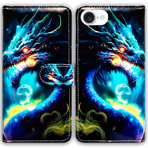 Bcov Schutzhülle für iPhone 16e, Motiv: blauer Drache, Leder, Klapphülle mit Kartenschlitz, Ständer, Schutzhülle für iPhone 16e Bcov Schutzhülle für iPhone 16e, Motiv: blauer Drache, Leder, Klapphülle mit Kartenschlitz, Ständer, Schutzhülle für iPhone 16e von Bcov