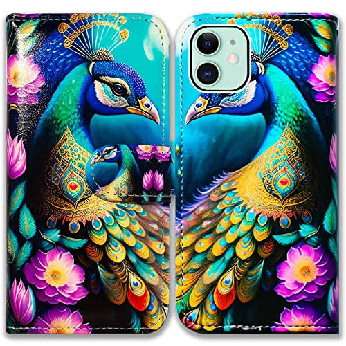 Bcov Schutzhülle für iPhone 12, iPhone 12 Pro, buntes Pfauen-Mandala-Blumen, Leder, Klappetui mit Kartenschlitzen, Ständer für iPhone 12/iPhone 12 Pro Bcov Schutzhülle für iPhone 12, iPhone 12 Pro, buntes Pfauen-Mandala-Blumen, Leder, Klappetui mit Kartenschlitzen, Ständer für iPhone 12/iPhone 12 Pro von Bcov