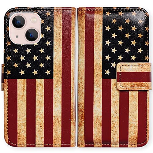 Bcov Schutzhülle für iPhone 14, Retro-amerikanische Flagge, Leder, Klappetui mit Kartenschlitzen, Ständer für iPhone 14 Bcov Schutzhülle für iPhone 14, Retro-amerikanische Flagge, Leder, Klappetui mit Kartenschlitzen, Ständer für iPhone 14 von Bcov