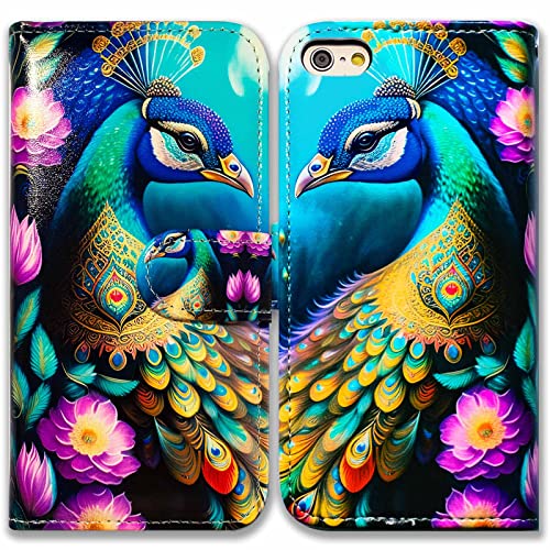 Bcov iPhone SE 3. Generation 2022 Hülle, bunte Pfauen-Mandala-Blumen, Leder-Klapphülle mit Kartenschlitzen, Ständer für iPhone SE 2020 7 8 Bcov iPhone SE 3. Generation 2022 Hülle, bunte Pfauen-Mandala-Blumen, Leder-Klapphülle mit Kartenschlitzen, Ständer für iPhone SE 2020 7 8 von Bcov