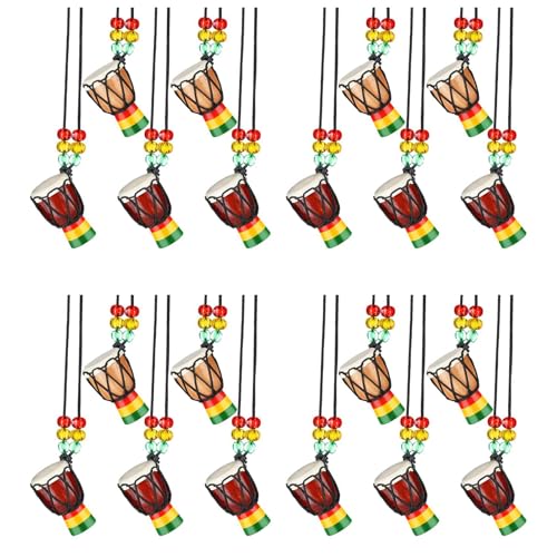 Bcowtte 20 Stück Halsketten für Instrumente Djembe Drum Mini Afrikanischer Anhänger Halskette aus Holz Trommeln und Percussion von Bcowtte